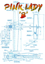 full size printed plan control line speed pink lady class  ‘b’  wingspan 26 1/4”   engine .30