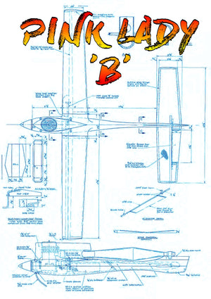 full size printed plan control line speed pink lady class  ‘b’  wingspan 26 1/4”   engine .30