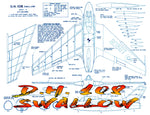 full size printed plan semi-scale 1:16 d.h. 108 swallow jetex 100 or electric control ducted fan