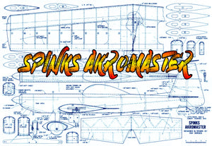full size printed plan vintage 1980 control line stunt .29-.35 spinks akromaster