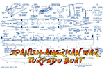 full size printed plan spanish-american war  torpedo boat suitable for radio control