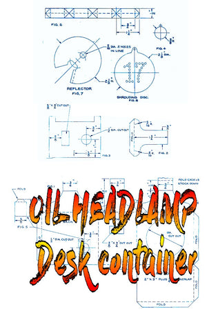 full size printed plan model oil-burning lo­comotive headlamp (for desk, den or gatepost)