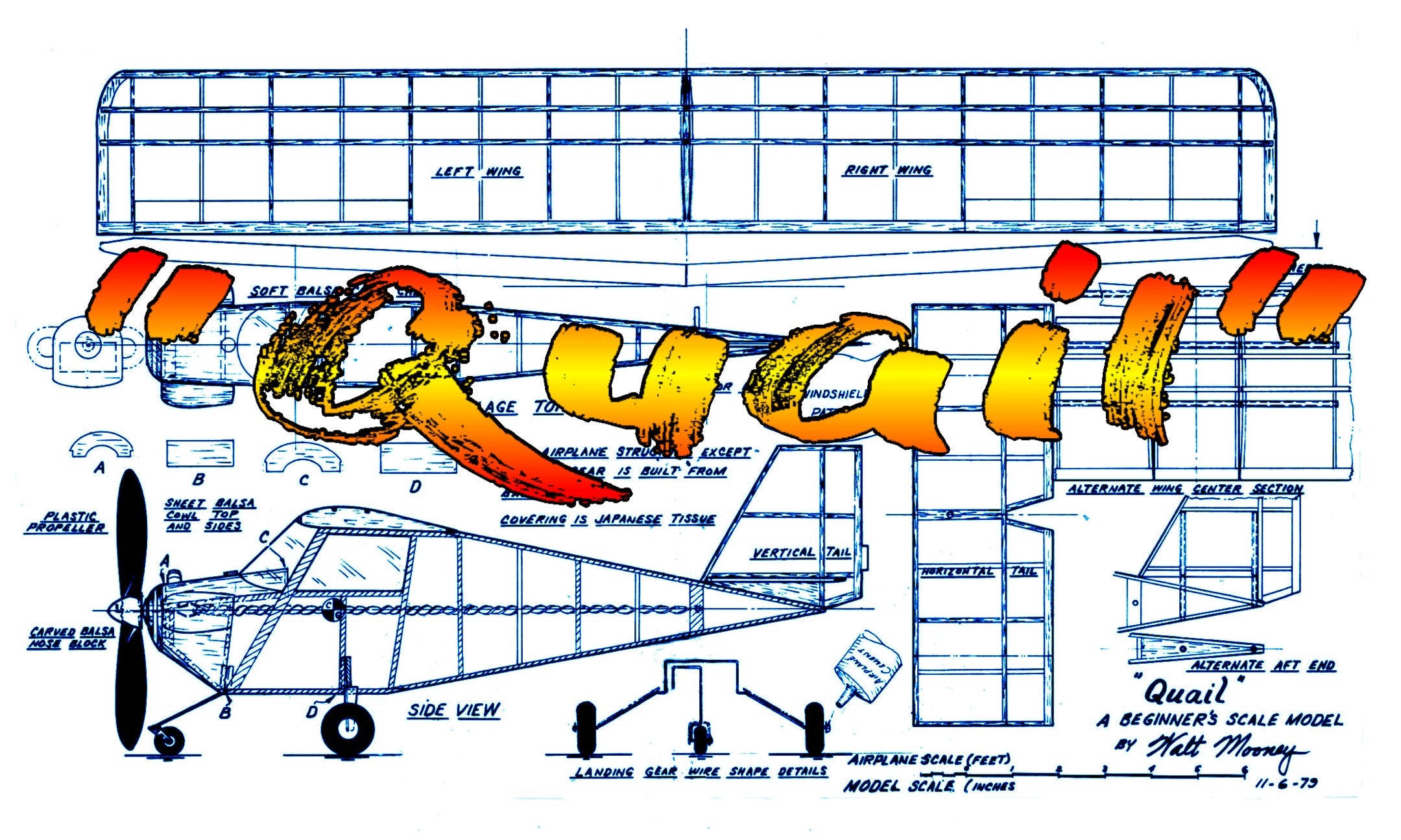 full size printed plans peanut scale "quail" scale for the beginner