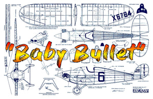 full size printed plans  peanut scale heath "baby bullet" wingspan 13”  power rubber