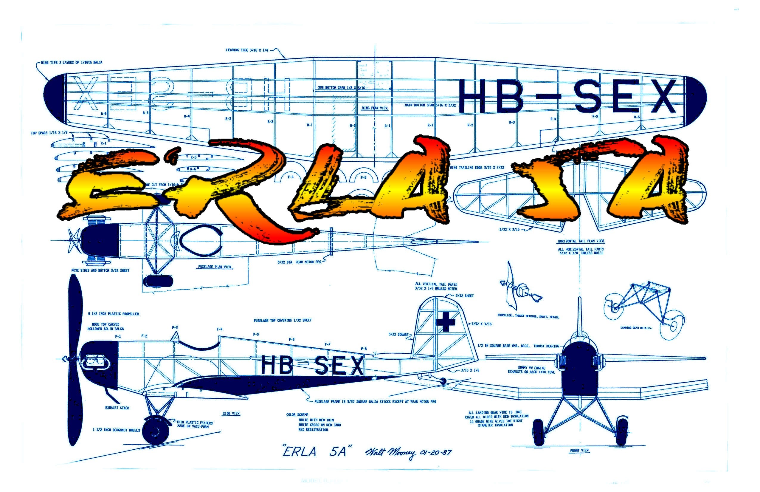 full size printed miama-rule peanut plans erla 5a (no longer ama legal)