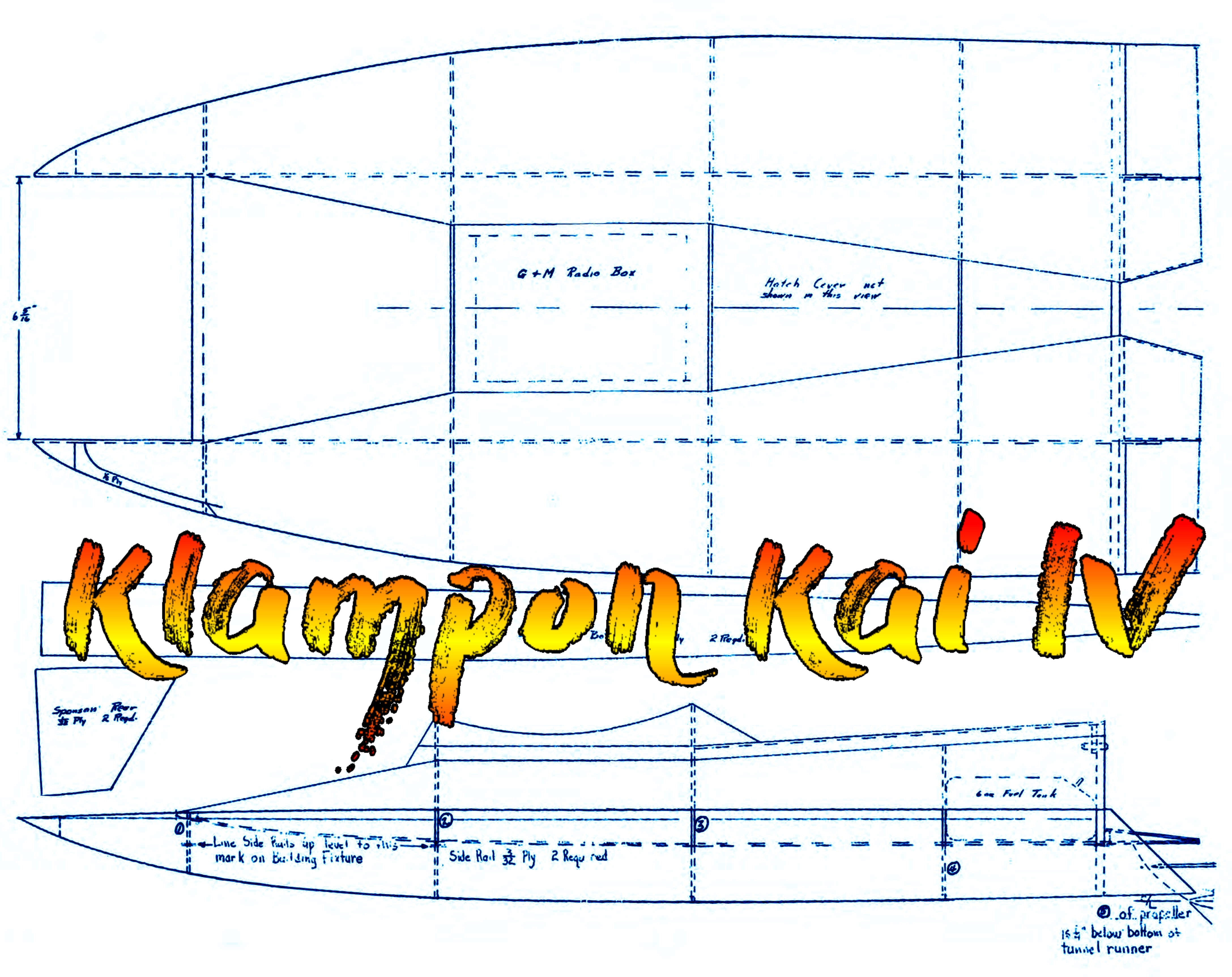 full size plans-.35 outboard raceing boat l28" klampon kai iv for radio control