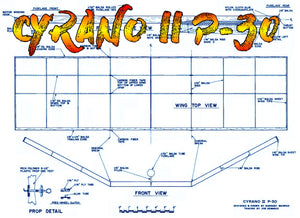 printed plan flying wing cyrano ii p-30 power rubber victorious in open p-30