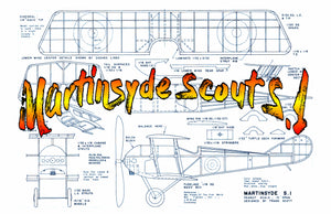 full size printed plans peanut scale "martinsyde scout s.1" lot of fun in the air. for a biplane