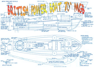 full size printed plans 1/32 semi-scale, 26 1/4 in long british power boat 70’ mgb
