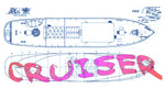 full size printed plans scale 3/8 in. to 1 ft.  length 43” cruiser was typical screw tug 1904