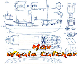 full size printed plan scale 1:48 whale catcher the “hav” suitable for r/c