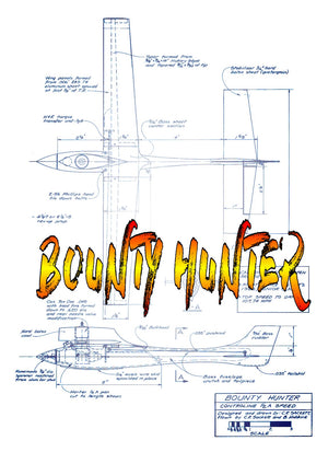 full size printed plan 1973 1/2 a control line speed  bounty hunter w/s 14 inches ,tee dee .049 engine