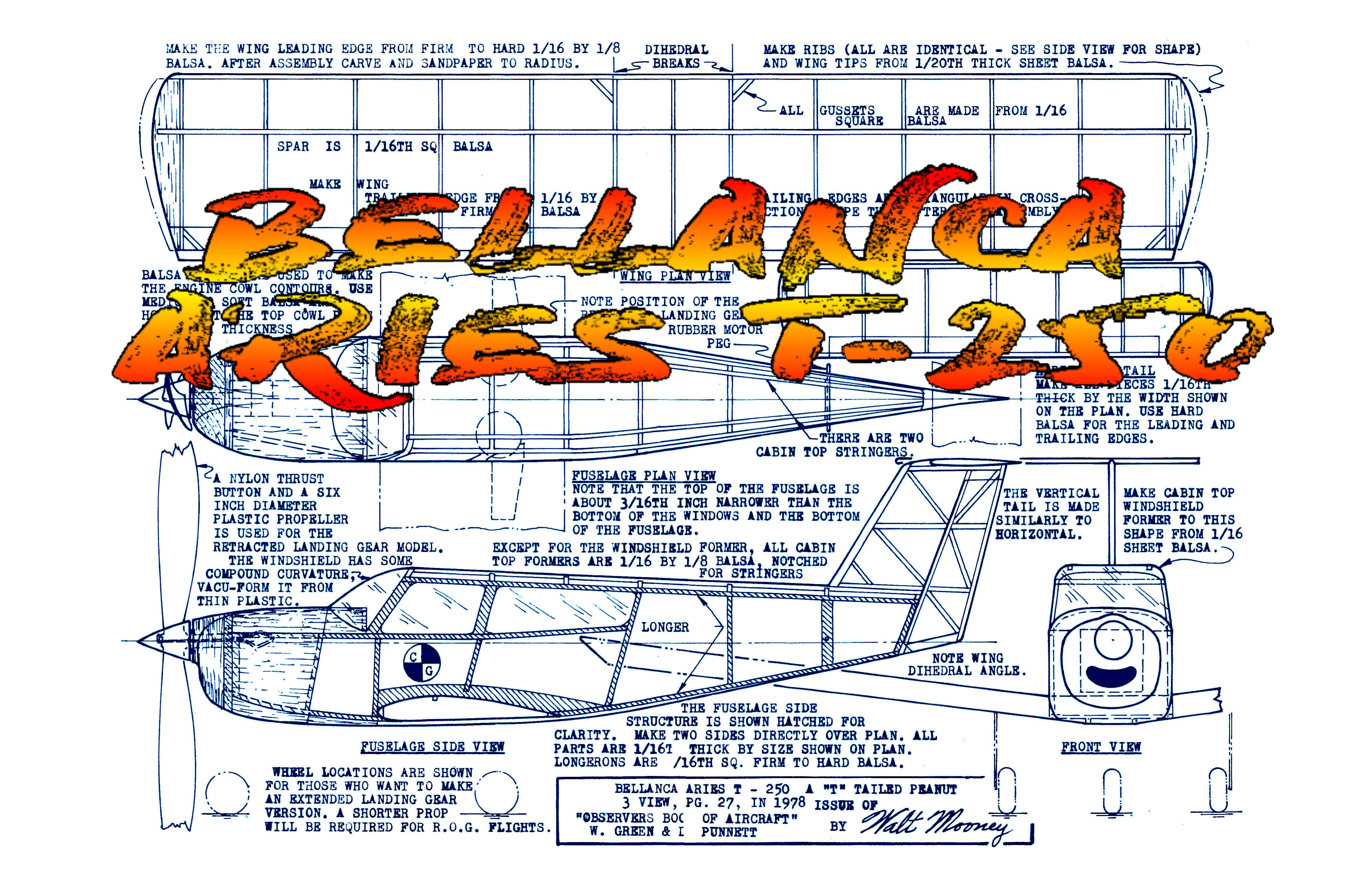 full size printed peanut scale plans bellanca aries t-250  slab-sided fuselage, which lends itself to simple lightweight peanut