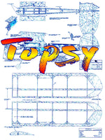 full size printed plan from 1946 free flight "topsy" wingspan 36”  original engine atom .099