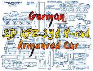 full size printed plan scale 1:24 german sd kfz 231 8-rad armoured car no materials. plan only