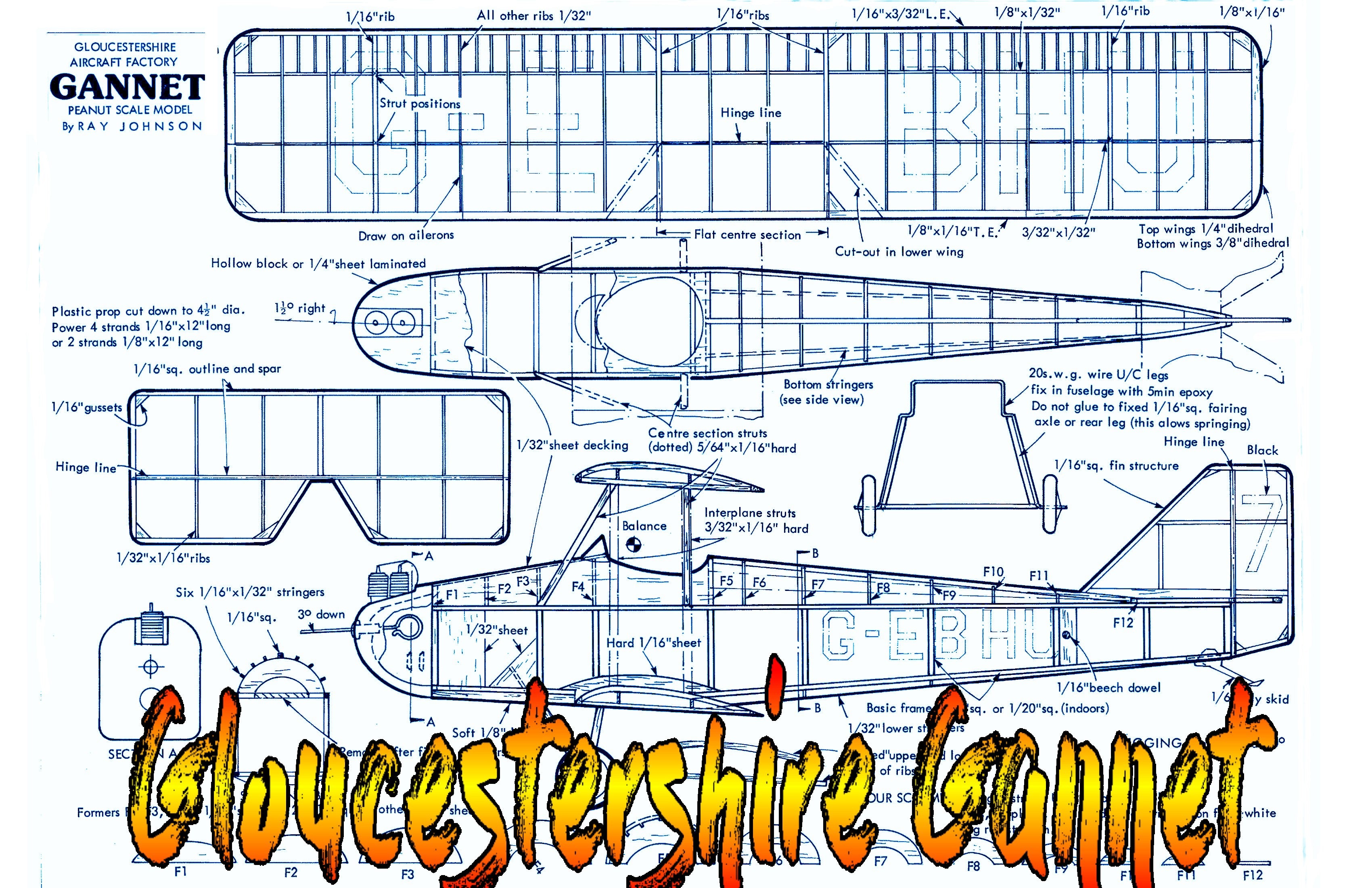 full size printed plans peanut scale "gloucestershire gannet" construction is quite straightforward