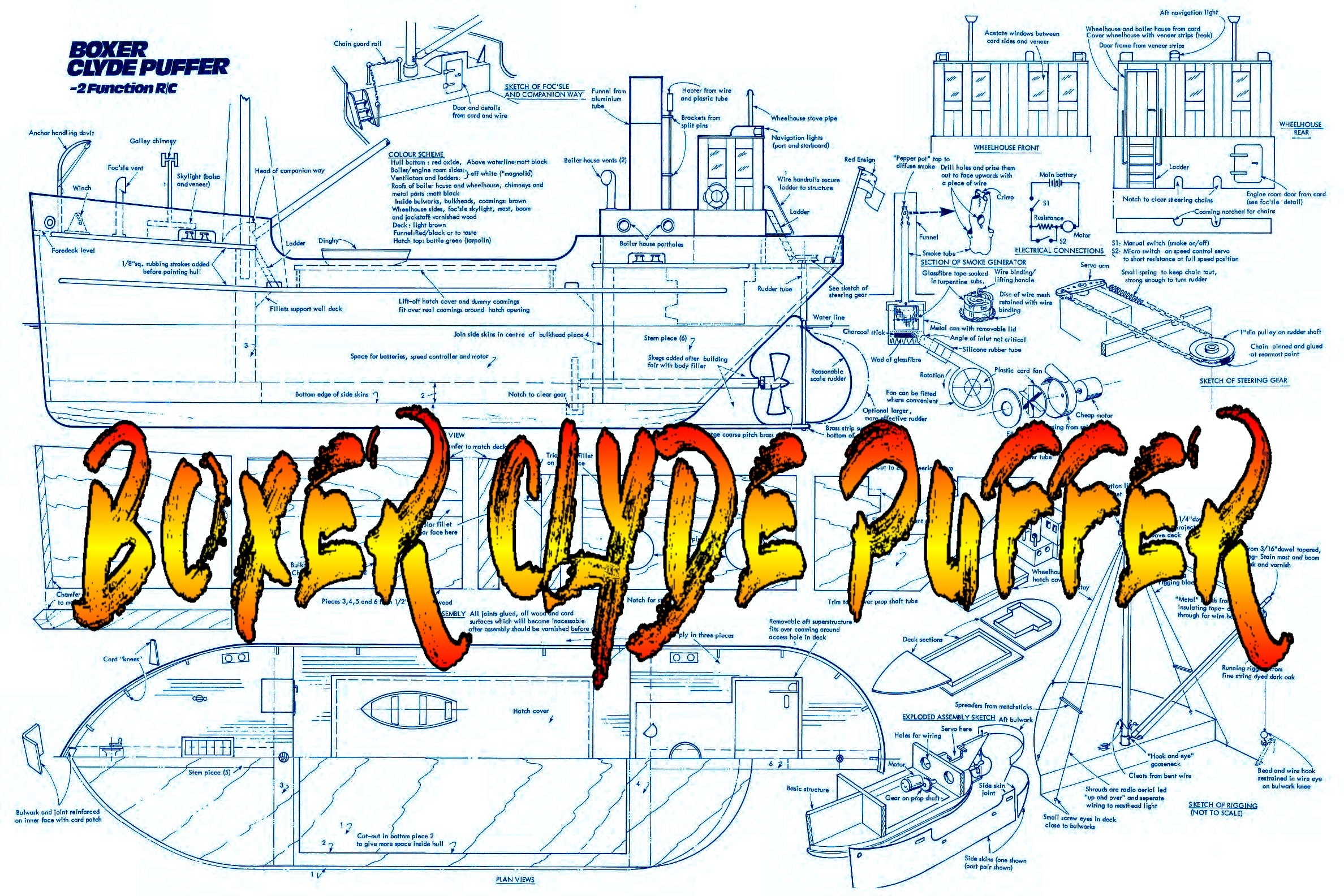 build clyde puffer is a type of small coal-fired and single-masted cargo ship full size printed plan