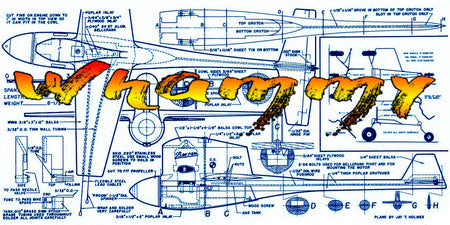 full size printed plan  1949 control line speed  "whammy"  wingspan 12”  engine .19