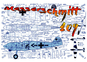 full size printed plans scale 1” = 1’ control line wingspan 32-3/4” me 109