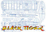 full size printed plan vintage  1953 control line stunter "black tiger"  simple in design, simple in construction
