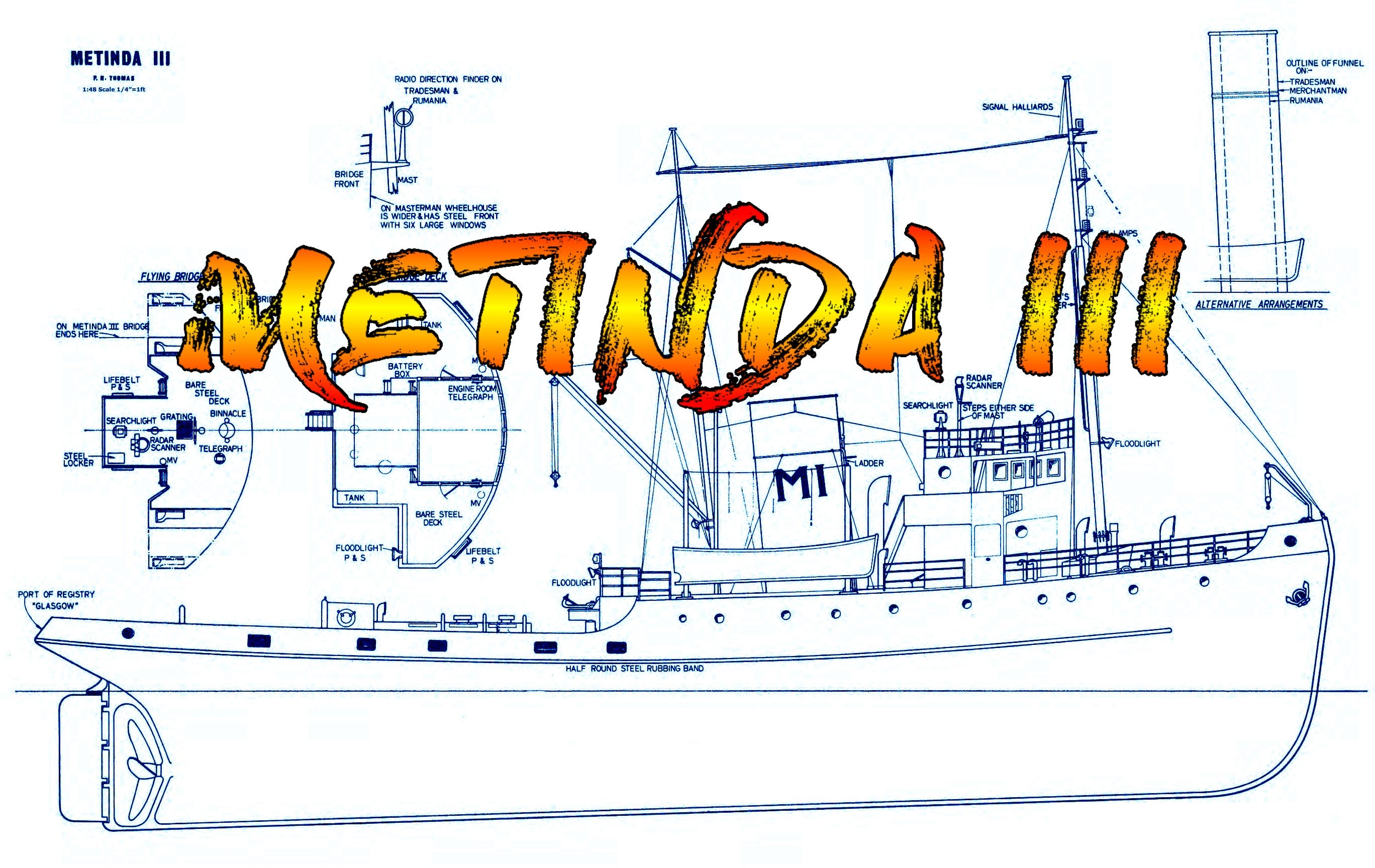 full size printed plans  scale  1:48  tug l 35-3/4"  for radio control