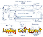 full size printed plan landing craft assault scale 1:16  length 31.063  beam 7 ¾”  suitable for radio control