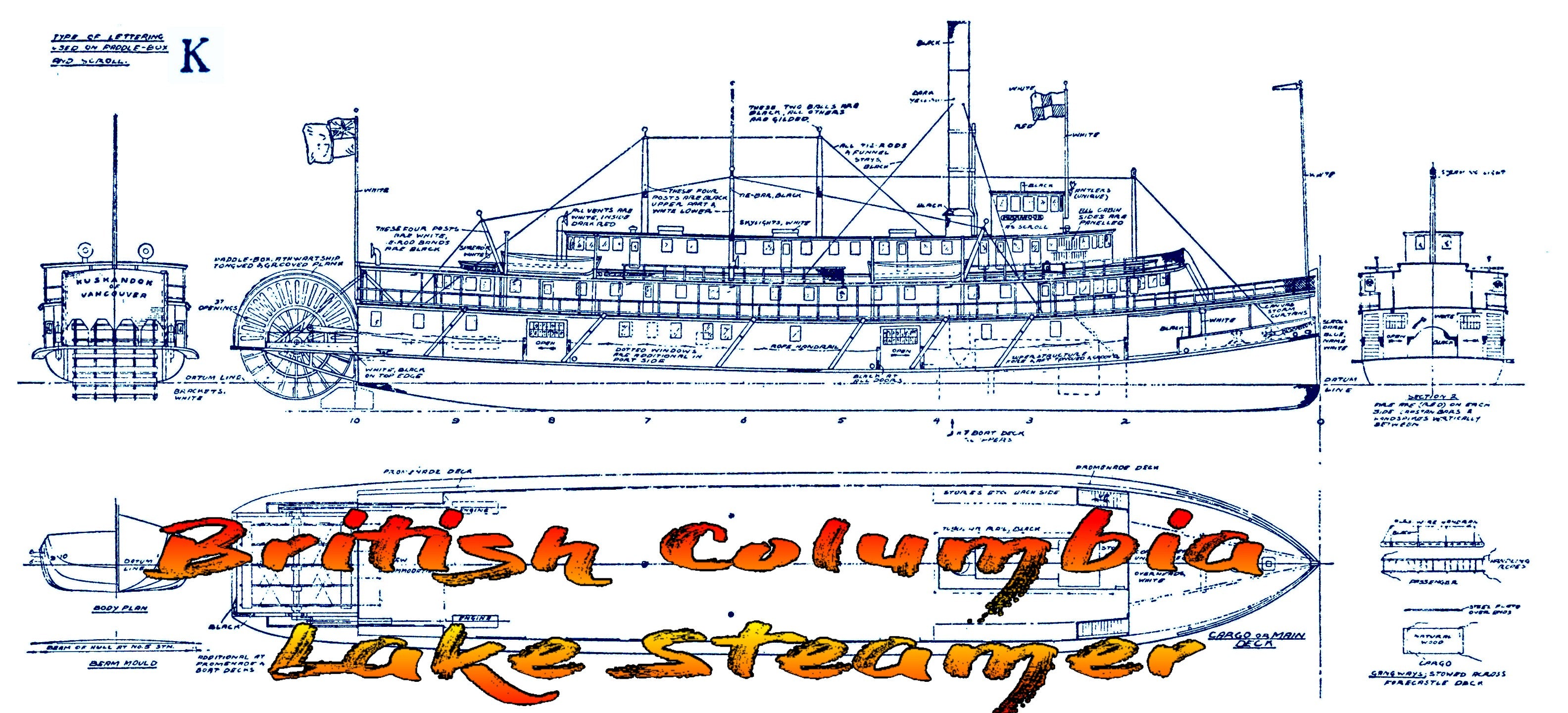 full size printed plan scale 1:72 british columbia lake steamer suitable for display or radio control
