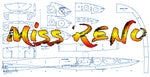 full size printed plans scale 1/8 hydro miss reno l 45" for radio control