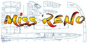 full size printed plans scale 1/8 hydro miss reno l 45" for radio control