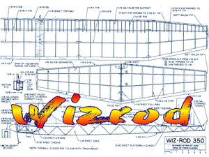 full size printed plan wingspan 58”  engine 1/2a wizrod uncomplicated high-performance ff
