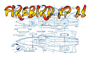 full size printed plan scale 1:20 firebird xp 21 jetex 50 motor  or  convert to electric