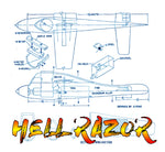 full size printed plan control line  speed  hell razor won senior d speed wingspan 18  engine dooling .60
