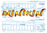 full size printed plan glider 48 1/2" 3-in-l machine  r/c flying, "minikin,"