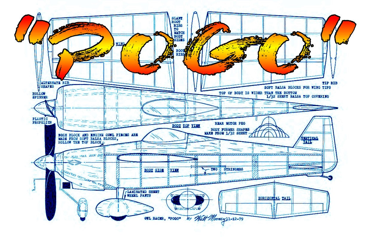 full size printed plans peanut scale "pogo" demands careful building and trimming.