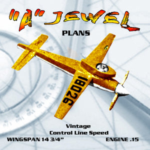 full size printed plan   control line speed “a” jewel 1959 nat's winner engine .15