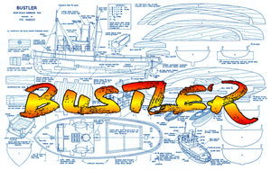 full size printed plan a near - scale harbour tug bustler 18" l.o.a.  power electric