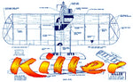 full size printed plan & building notes  *killer* control line combat w/s 34-1/4”  engine .35