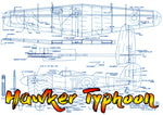 full size printed plan control line profile  hawker typhoon wingspan 40”  engine .15