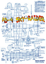 full size printed plan ad-4 sky-raider scale 1:20  wingspan 30"  power rubber