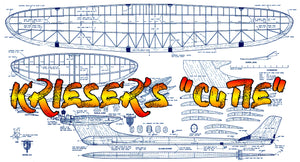full size printed plan vintage 1964 ½ a free flight krieser's cutie excellent glide