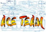 full size printed plan trainer, racer or stunter a control line model for everyone " the ace team"
