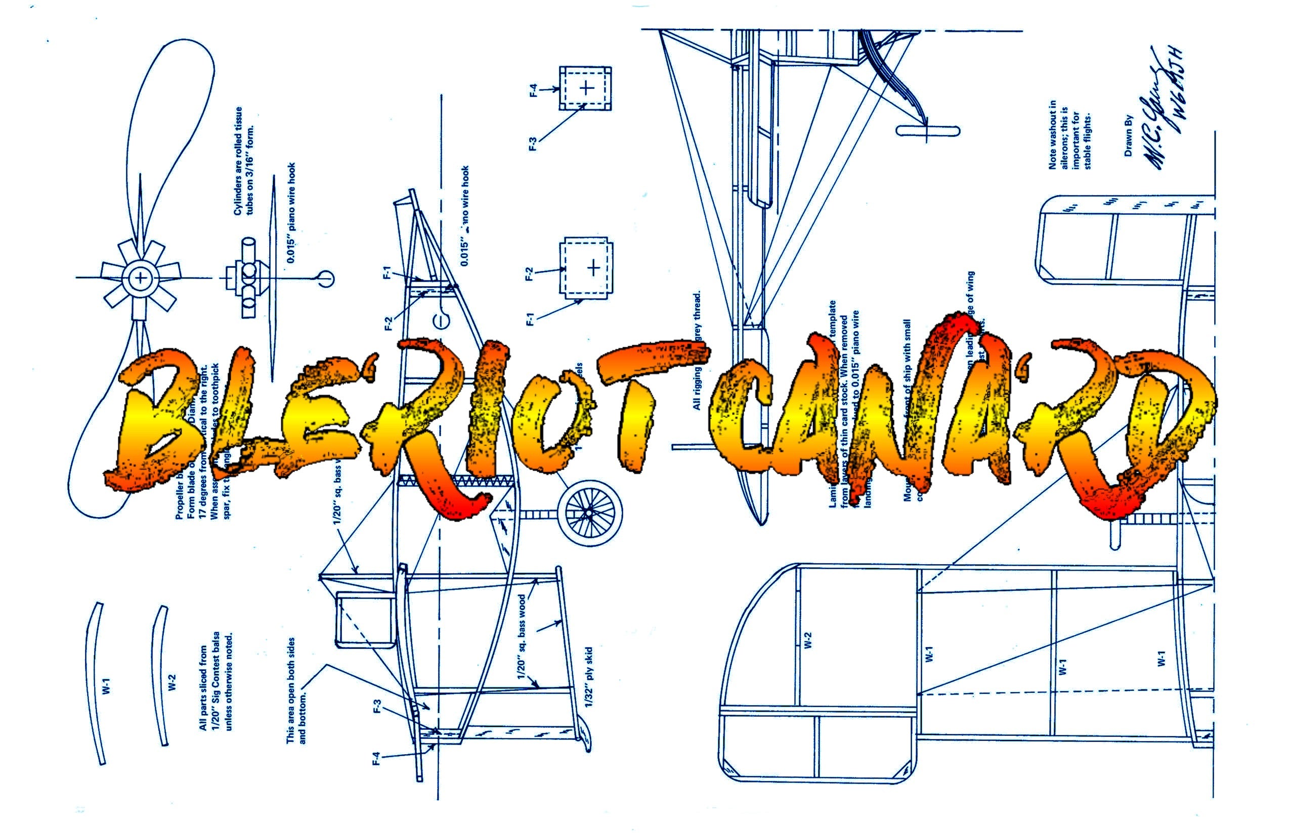 full size printed peanut scale plans bleriot canard  little unusual, it is also a contest winning flier