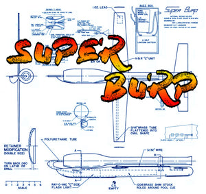 full size printed plan control line jet speed super burp three time nationals winner