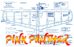 full size printed plan & building notes  swept wing design combat *pink panther* w/s 36"  engine .15