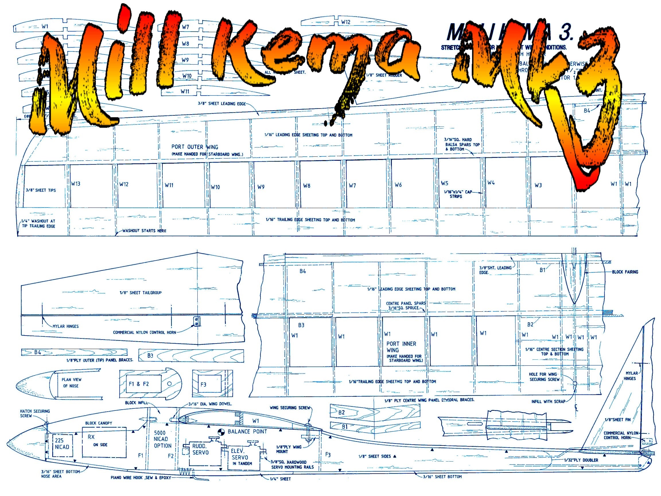 full size printed plan off the slope or flat really good floater w/s 86 inch for radio control