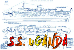 full size printed plan cargo-passenger scale 1:164 l 40" s.s. uganda suitable for radio control