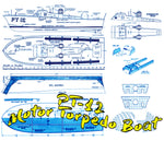 full size printed plan pt-12  boat semi scale 1:35  l 26" suitable for radio control