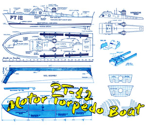 full size printed plan pt-12  boat semi scale 1:35  l 26" suitable for radio control