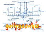 full size printed plan & building notes  half‑a combat *gollygeewhiz* engine .049  wingspan 22