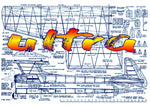 full size printed plan from 1953 contest design free flight "ultra"